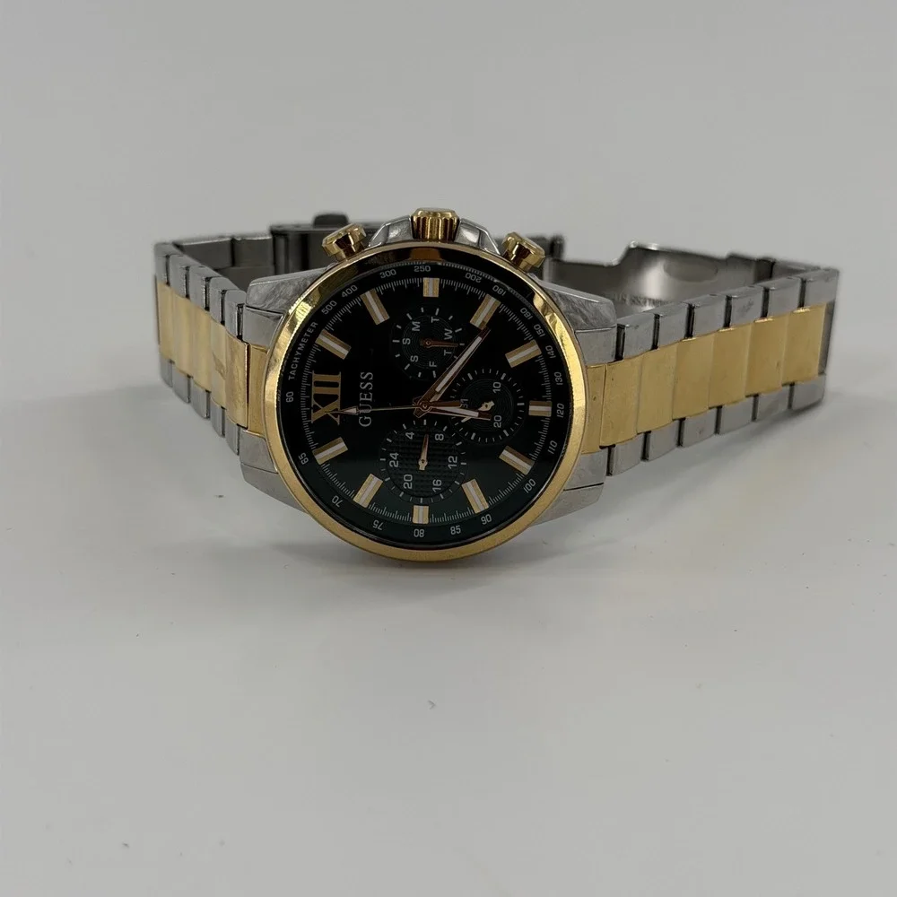 GUESS Mens Watch Two‎ Tone Stainless Steel Green Dial Multi Function GW0300G5